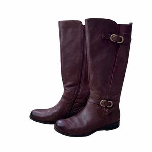 BURGUNDY WINE TALL RIDING BOOTS